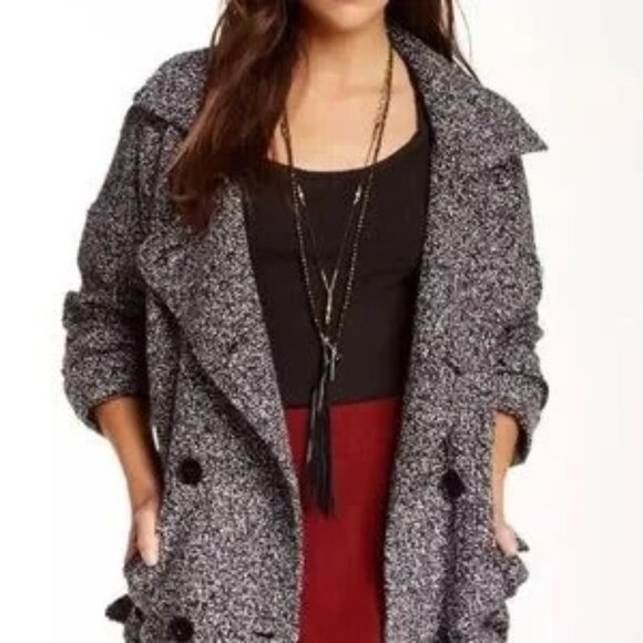 Free People Slouchy Textured Knit Cotton Wool Sweater Jacket Moto Size XS - Picture 2 of 9